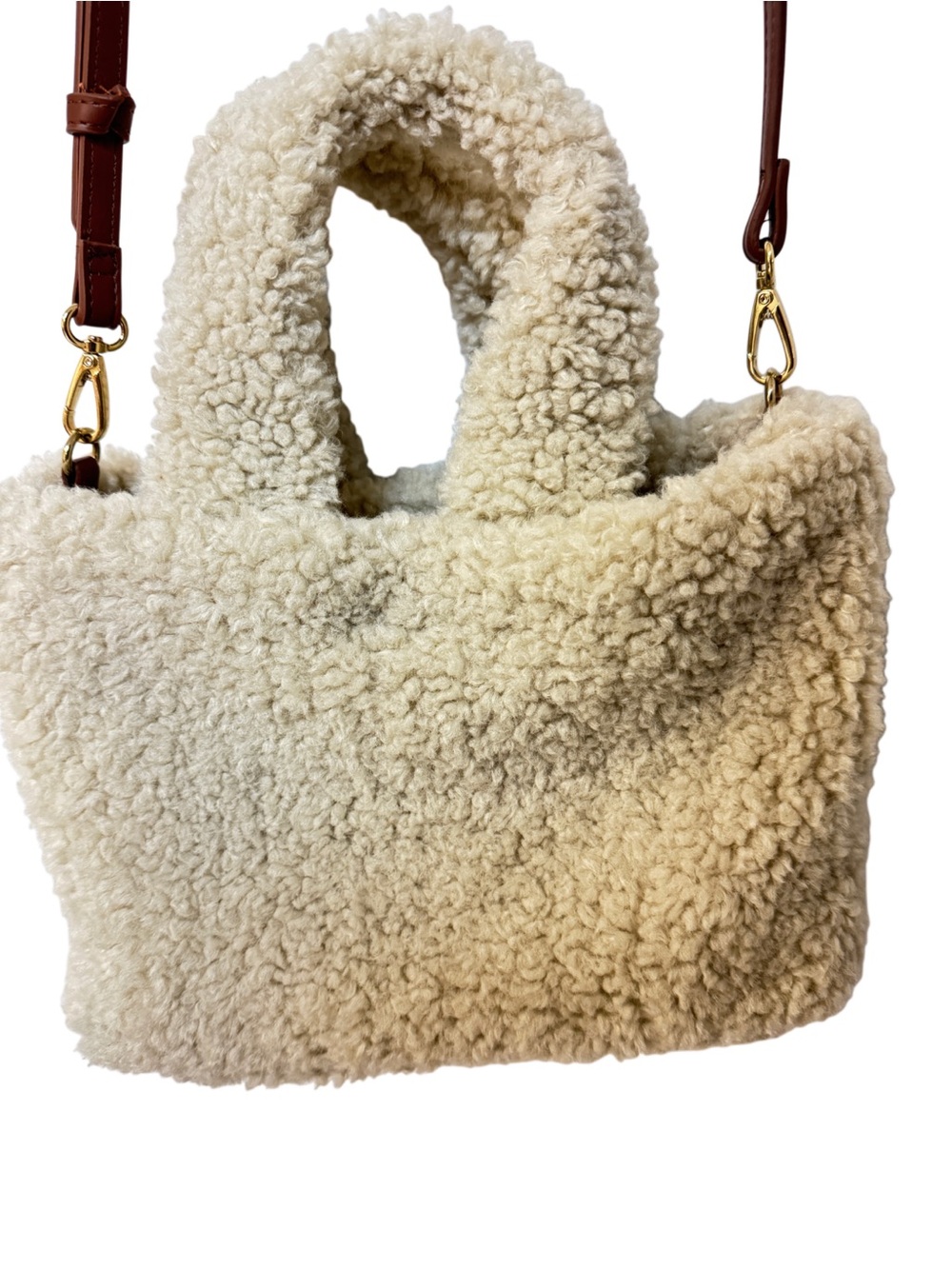 Aspen Cream Sherpa Tote Crossbody Bag NWOT